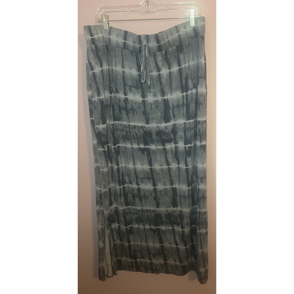 Sonoma Blue Tie Dye Maxi Skirt Elastic Waist Side Slit Boho XL
